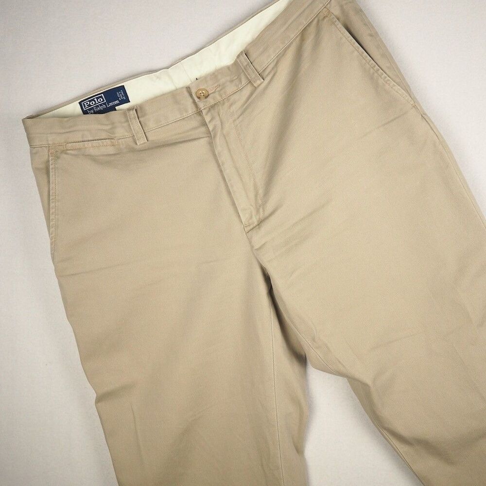 Vtg Polo Ralph Lauren Preston Pant Men’s 36x29 Tan Khaki Cotton Twill Chino